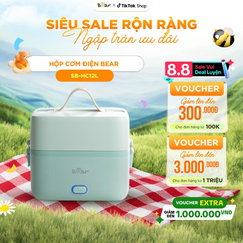 [Giá Hời] Hộp Cơm Giữ Nhiệt BEAR 2 Tầng Hộp Đựng Cơm Cắm Điện Inox 3 Ngăn Hộp Cơm Văn Phòng Hâm Nhanh Chống Tràn SB-HC12L