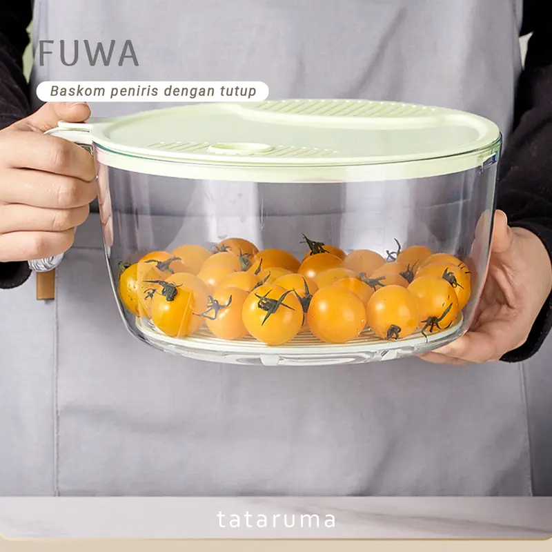 FUWA - Peniris Sayur Buah Beras dengan Tutup dan Handle Baskom Modern 8
