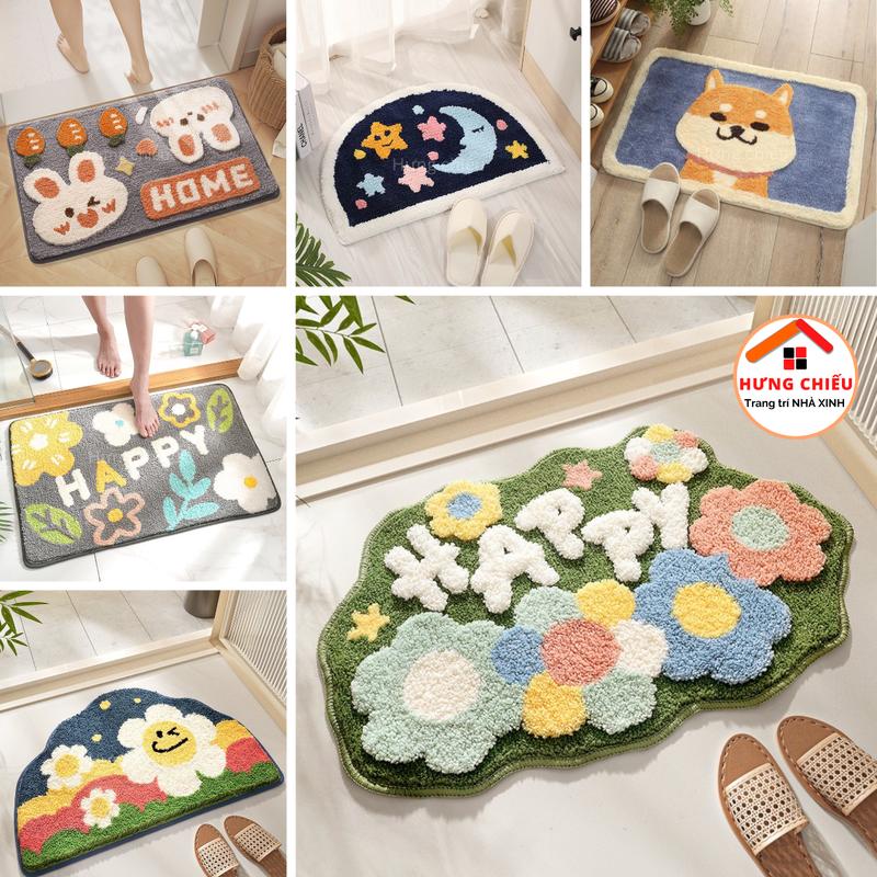 Thảm lau chân lông cừu bông mềm mịn siêu thấm, trải nhà tắm, nhà bếp chống trơn trượt - Hưng Chiếu.