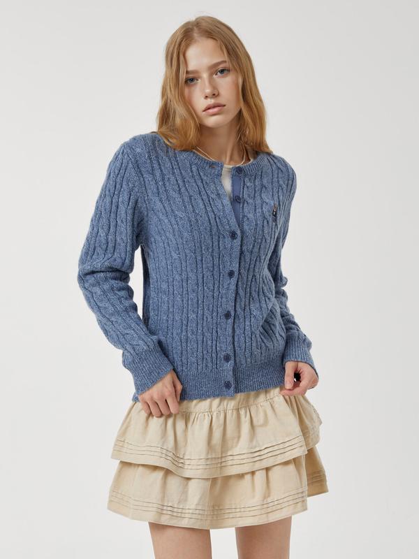 WHOAU Áo len Steve Color Cable Cardigan F _WHCKF4902F