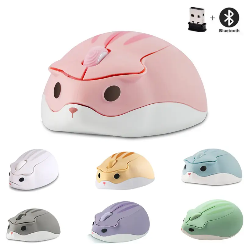 Chuột máy tính cute, Chuột Không Dây, Thiết Kế Dễ Thương, Chế Độ Kép 2.4G + Bluetooth, Chuột Hamster Hoạt Hình, Dành Cho PC Và Máy Tính Xách Tay