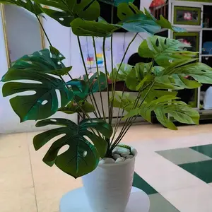 DAUN MONSTERAA JUMBO ARTIFISIAL DAUN PLASTIK HIAS DAUN ARTIFICIAL DEKORASI BUNGA PLASTIK MURAH BAYAR DI TEMPAT