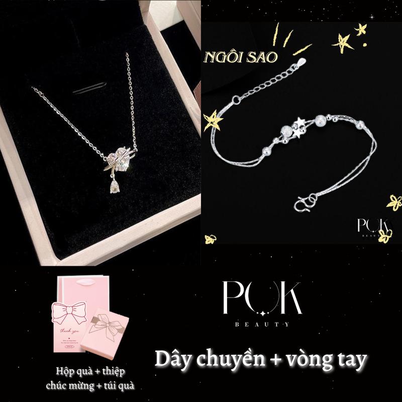 Bộ Vòng Cổ Và Vòng Tay Cho Nữ, Nhiều Kiểu Kết Hợp, Bao Gồm Vòng Tay Ngôi Sao Nhỏ Vòng Cổ Nơ Tình Yêu Đơn Giản, Vòng Tay Thép Titan Không Gỉ Hoặc Phai Màu, Thích Hợp Cho Những Bàn Tay Nhỏ Kèm Hộp Quà