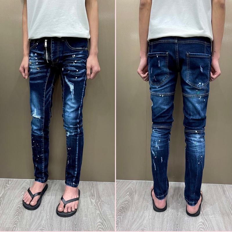 Quần jean nam xanh đậm viền gân baigerr cào nhẹ vảy sơn 3 màu mix khoá bản siêuu cấpps cúc đồng