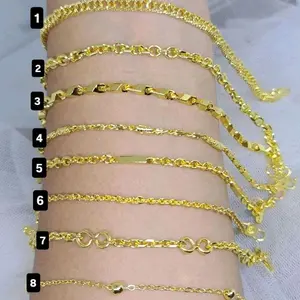 Eyagrosir Gelang Kuning Minimalis Anti Karat Bisa Request Panjang Perhiasan Sehari-hari Anti Hitam {Beli 2 Produk Manapun Gratis 1 Cincin}
