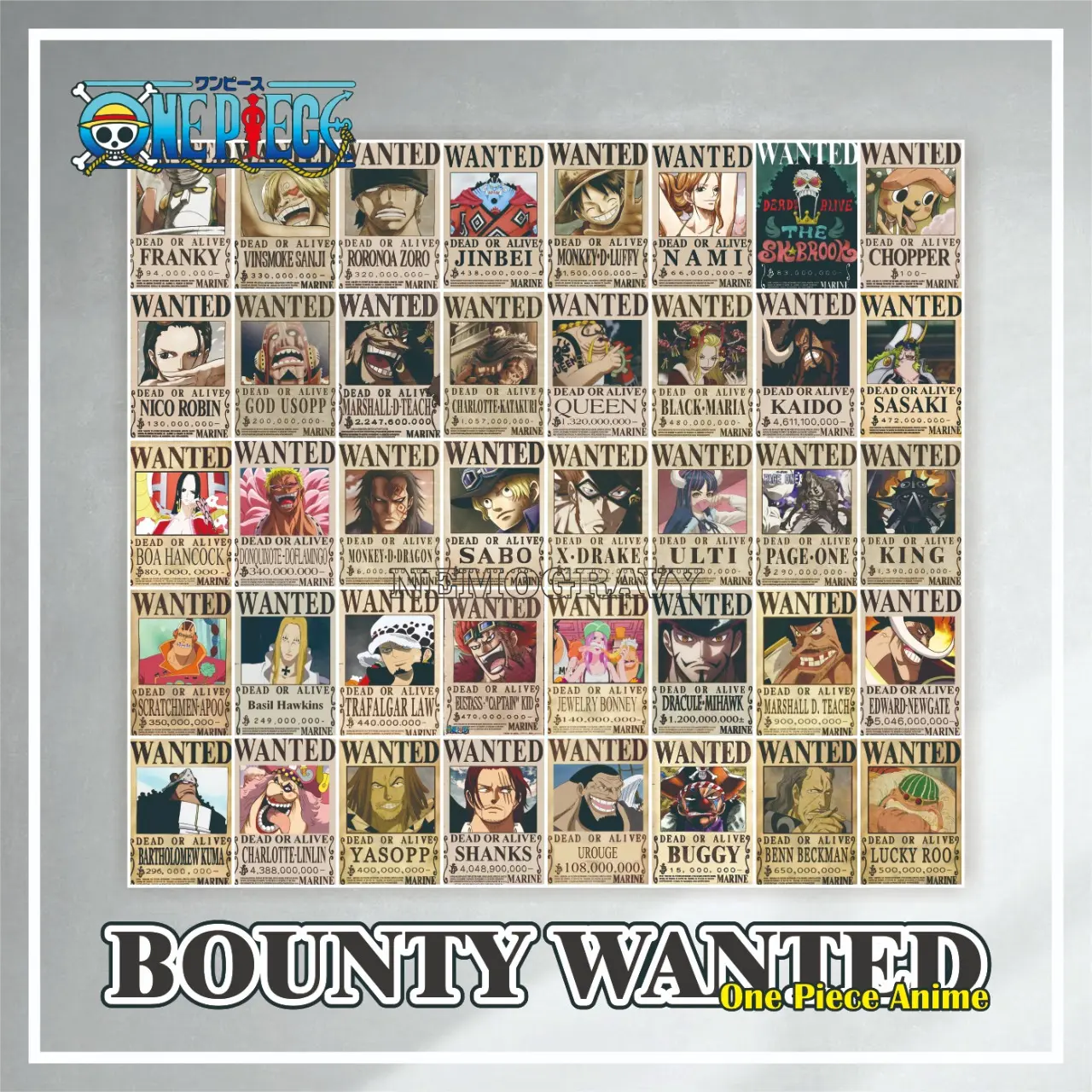PAKET POSTER BOUNTY ANIME ONE PIECE 40 PCS A5/A4