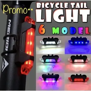 Lampu Sepeda Nyala Kedip 4 Mode + USB Charger Warna Warni Anti Air Outdoor