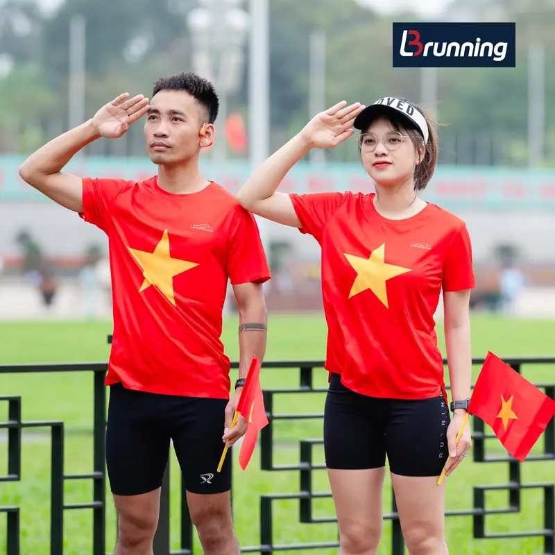 Áo Thun Nam/Nữ Chạy Bộ,Thể Thao mỏng nhẹ,thoáng mát Cờ Đỏ Sao Vàng LBrunning 2