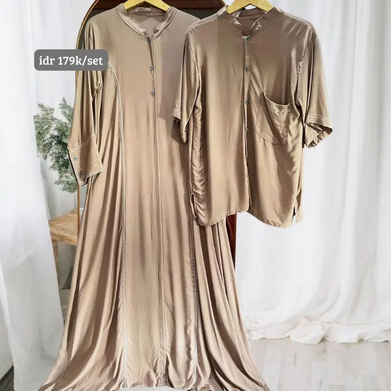 Abaya Set Couple Naraya Muslim Dress Muslim Pasangan Lebaran Polos Simple Dewasa 2