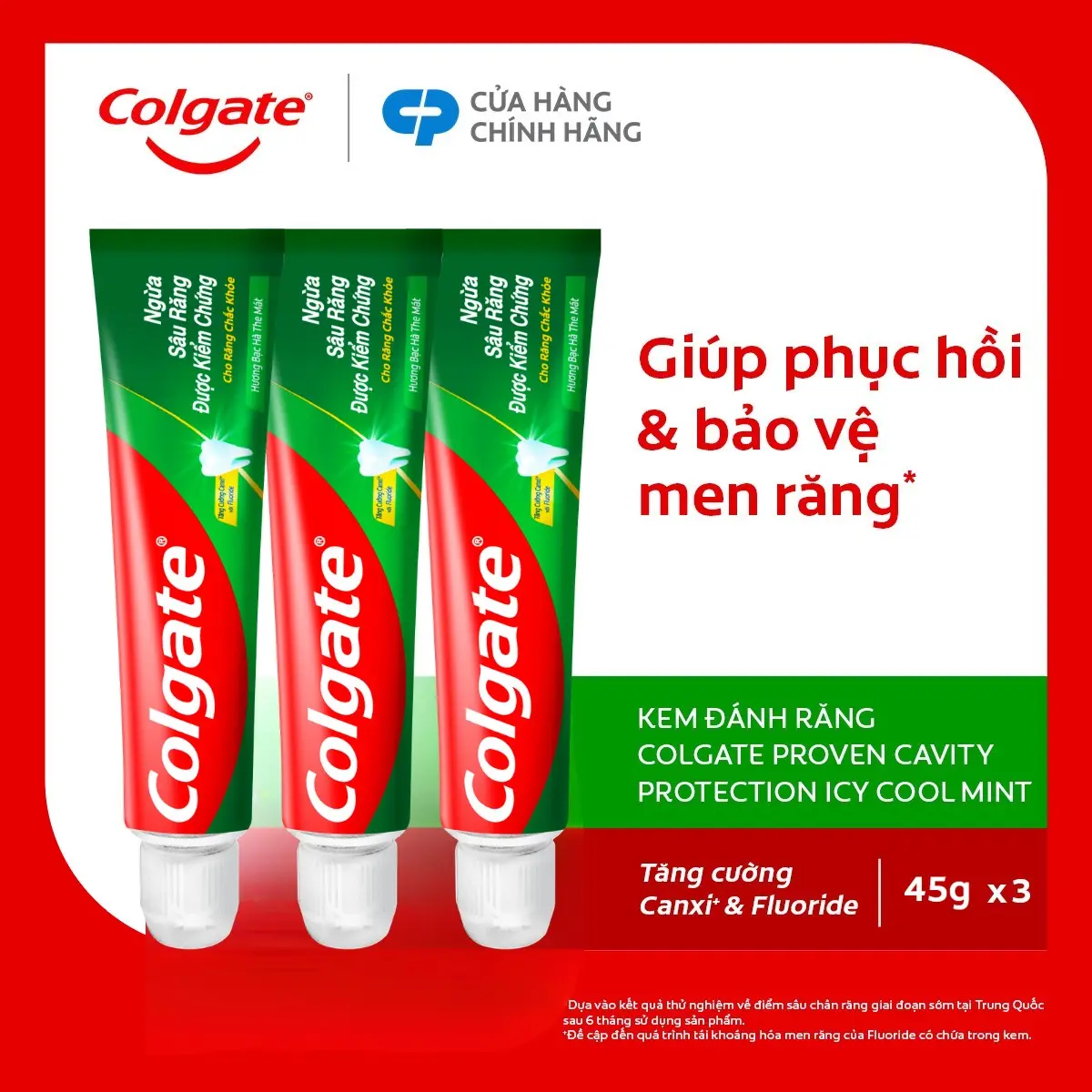 [HB Gift] [Size nhỏ] Bộ 3 Kem đánh răng Colgate hỗ trợ ngừa sâu răng giúp răng chắc khỏe 45g/tuýp