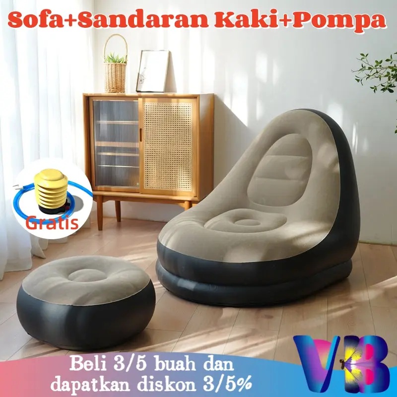 Sofa angin Santai FREE POMPA Kursi Santai Dengan Sandaran Kaki，Sofa malas tiup cepat besar, kursi portabel dan kreatif untuk penggunaan di dalam dan luar ruangan，Sofa tiup anak-anak Furniture