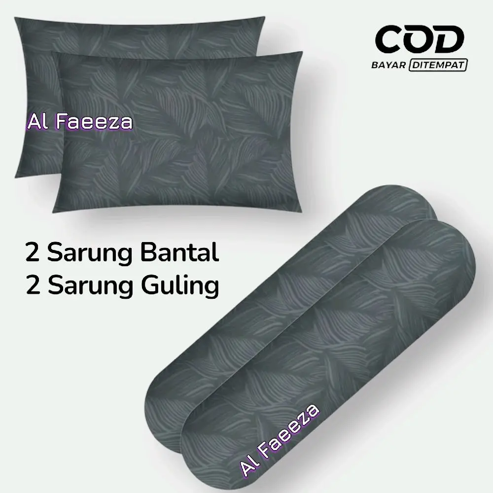 Paket Murah 2 Sarung Bantal dan 2 Sarung Guling Motif Embos Bahan Katun Premium Adem Lembut Tidak Luntur Ukuran Standar 45x60cm & 33x90cm