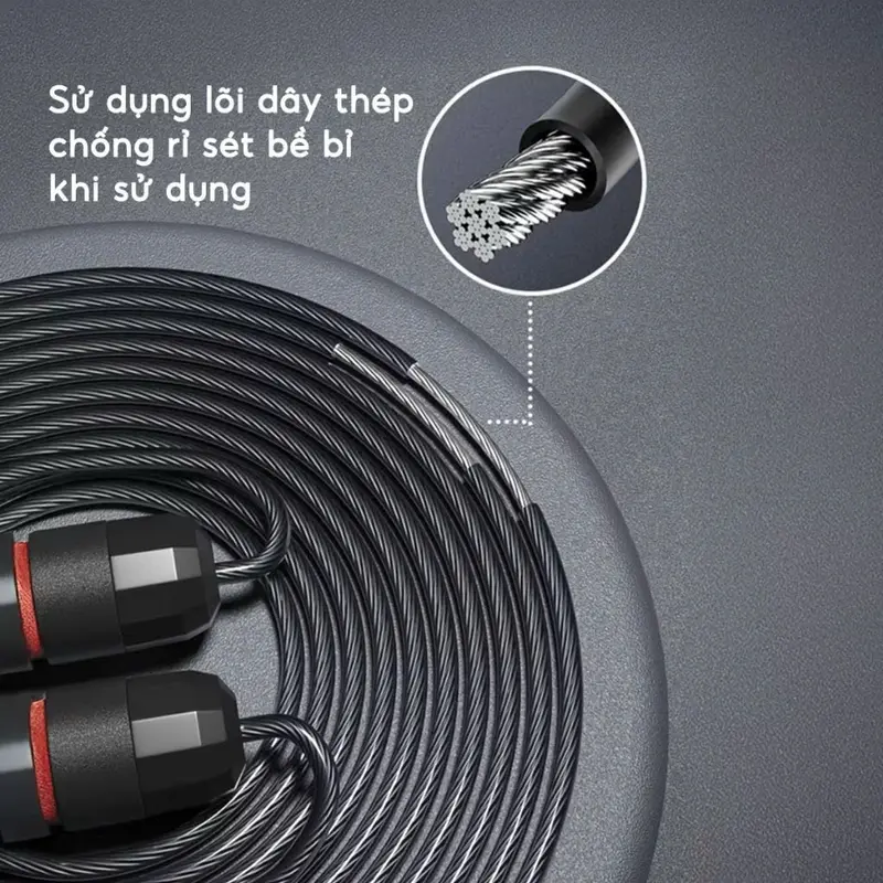 Dây Nhảy Thể Dục Lõi Thép Tập Thể Lực Có Tạ Sắt Dài 2,7m Nhảy Dây Tốc Độ Giảm Cân  Chống Trượt Nhiều Màu Lựa Chọn 2