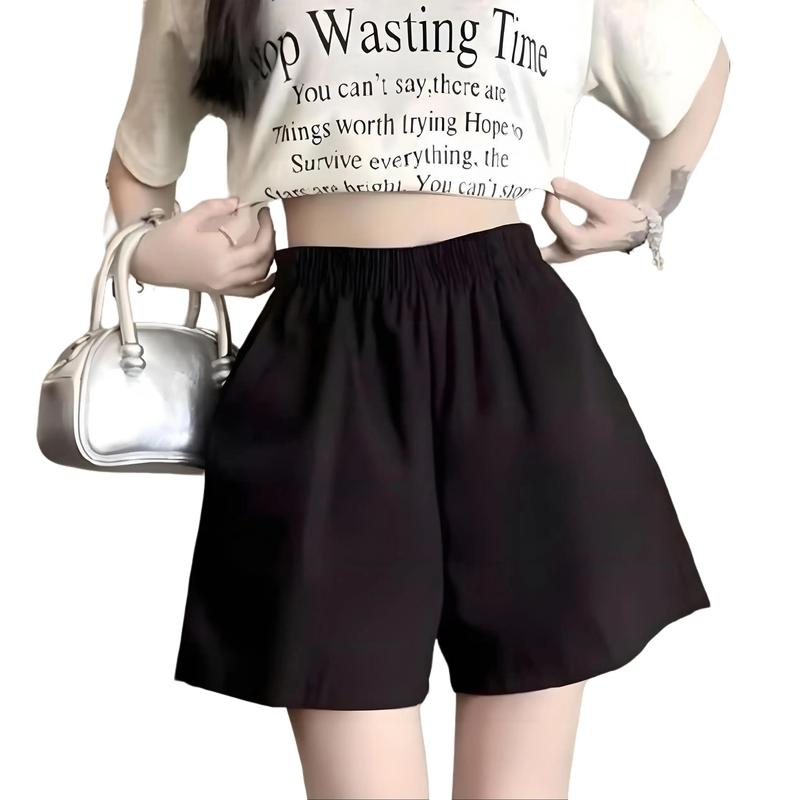   VN  Combo 2 quần đùi nữ đen hồng be  có lẻ 1  chất đũi gân mây mềm mát đủ size đến 70kg - LS12 parachute suông bagy chun sau túi hộp tây lưng cao Kẻ Sọc loe ống rộng cạp vải tuyết mưa 