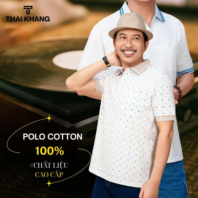 Áo thun trung niên Thái Khang loại áo polo cao cấp cho bố vải cotton hồ lạnh siêu mát ATK25 Menswear Nam Có Cổ Tay Ngắn Shirt