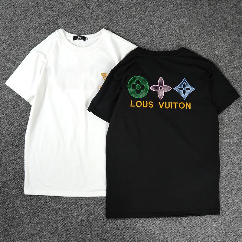 Áo Thun Nam Cổ Tròn Phối Thêu Logo Chất Vải Cotton Mềm Mịn Thoáng Mát X2 Màu Đen Trắng Menswear T-shirt Có Cổ [Beauty Store]