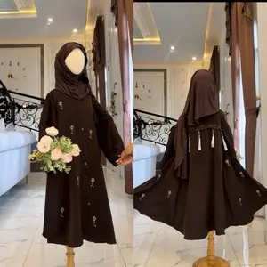 NINS Abaya Anak Mahreen Rumbai Tasel Abaya Anak Lebaran Payet Mewah Elegan Murah dengan Detail Bordir Cantik Muslim Gamis Nyaman Jilbab Dress Hitam Lembut Syari Panjang Variasi Kombinasi Jubah Branded Cewek