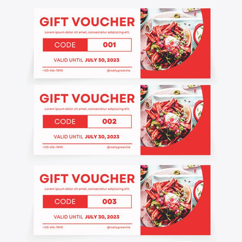 Cetak Voucher Ukuran Custom 14 x 6 Cetak Voucher Kupon Makanan Custom - Tanpa Cacah - cetak 1 sisi Cards 4