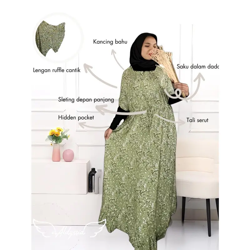 Maternity Dress 3 in 1 Zaynab Series |  Daster Infus  Lahiran Hamil Menyusui Bumil Busui | Nursing Wear | Nursery Dress| Baju Melahirkan Jumbo Kancing Bahu Bukaan Atas Semata Kaki Tali Depan Cantik Kekinian Rayon Premium Kehamilan Katun Nyaman Multipak 1