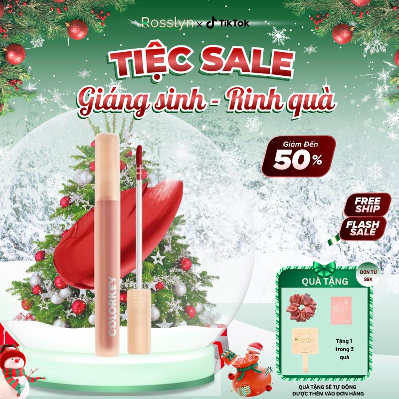 Son tint bóng COLORKEY Watery Matte Lipgloss không thấm nước và dưỡng ẩm Rosslyn Cosmetics