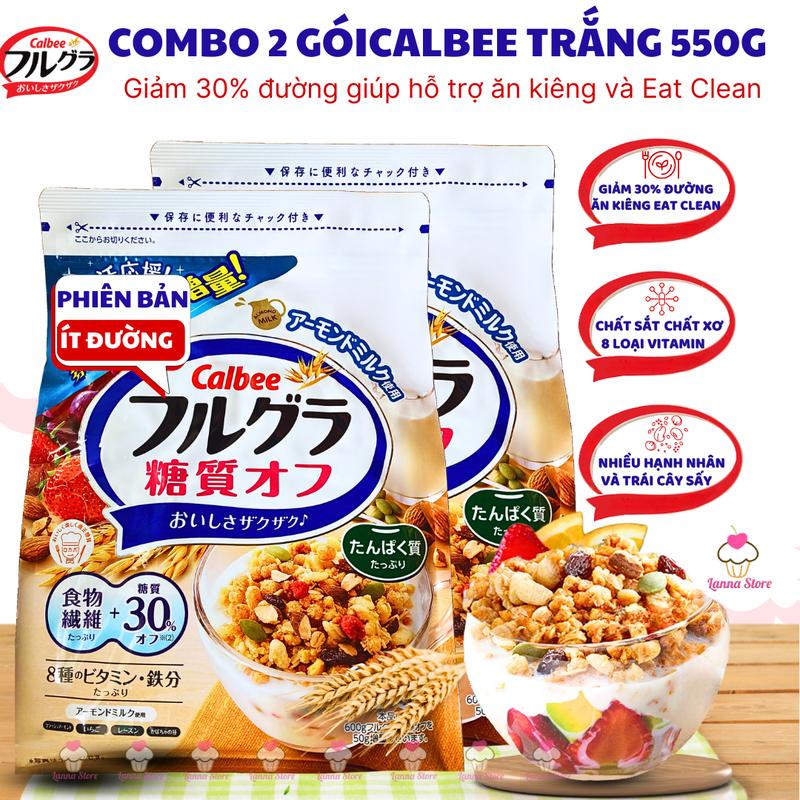 COMBO 2 GÓI Ngũ cốc Calbee Nhật Bản mix hoa quả trái cây dùng ăn sáng - 2 GÓI Trắng 600G Food Hạt Ngũ Cốc Thức Ăn