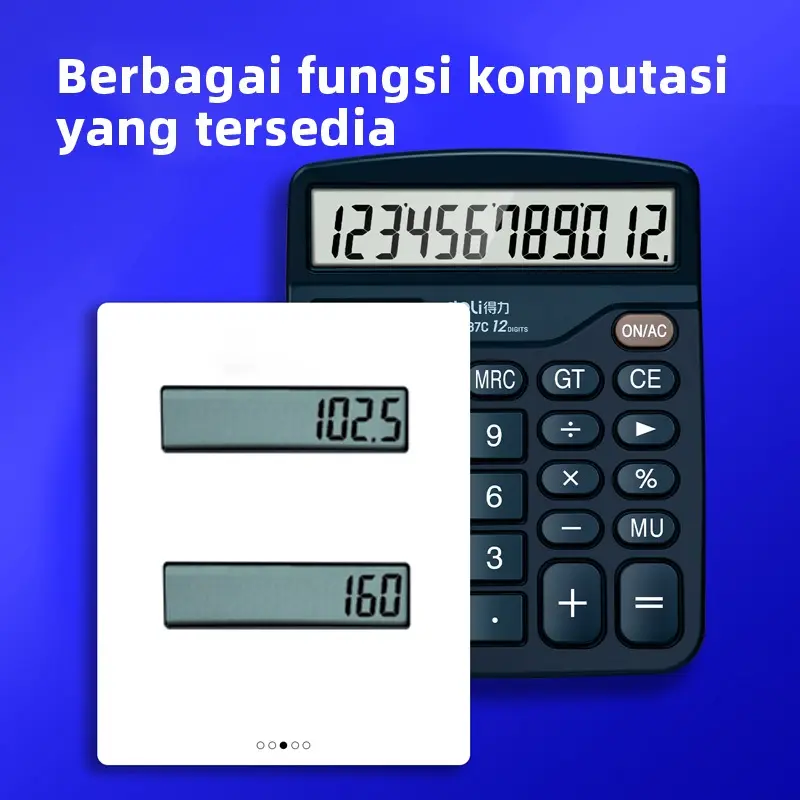 Deli Desktop Calculator / Kalkulator Meja 12 Digit Dual Power Layar LCD TE837C 5