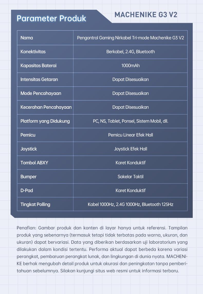 Machenike G3 V2 Wireless Gaming Controller With Dock Pengisian Tri-Mode Bluetooth Baterai 1000mAh Hall Effect Trigger Joystick Gamepad untuk Switch Steam PC