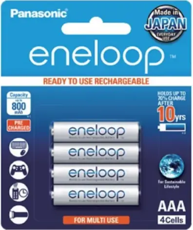 Panasonic Battery  Panasonic Baterai Isi Ulang Panasonic Eneloop AA2000mAh/AAA 800mAh 1.2V (1 Paket isi 4) Resmi asli Baterai isi ulang 4