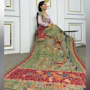 Kamen Bali Lembaran Sutra Dobi ATBM Motif Ranting Tanahan Klasik Bali Set Selendang