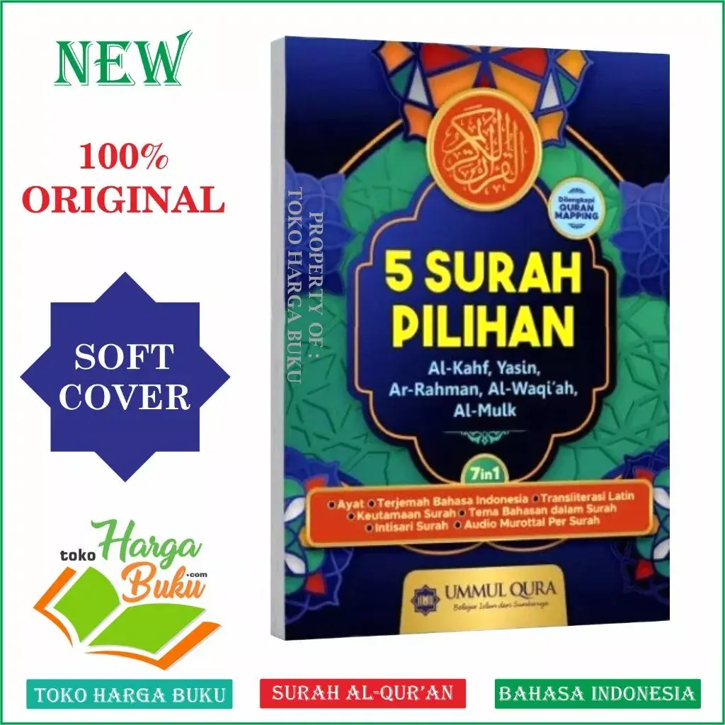 5 Surah Pilihan Al-Kahf Yasin Ar Rahman Al Waqiah Al Mulk 7 in 1 ORIGINAL Lima Surat Pilihan Dilengkapi Quran Mapping Terjemah Transliterasi Latin - Ummul Qura