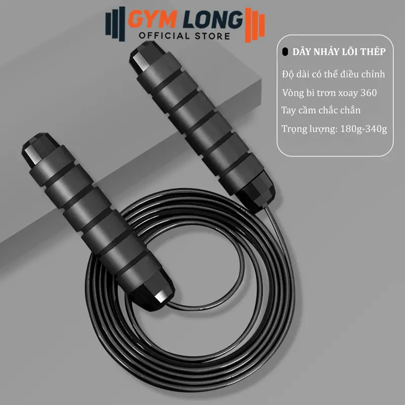 Dây Nhảy Thể Thao Tập Thể Dục Tại Nhà Bên Trong Lõi Thép Có Tạ Sắt Đầm Tay GYMLONG 5