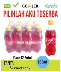 Fanta Strawberry MINI Botol Pet Imut - ( HARGA 1 PACK ISI 12 botol )