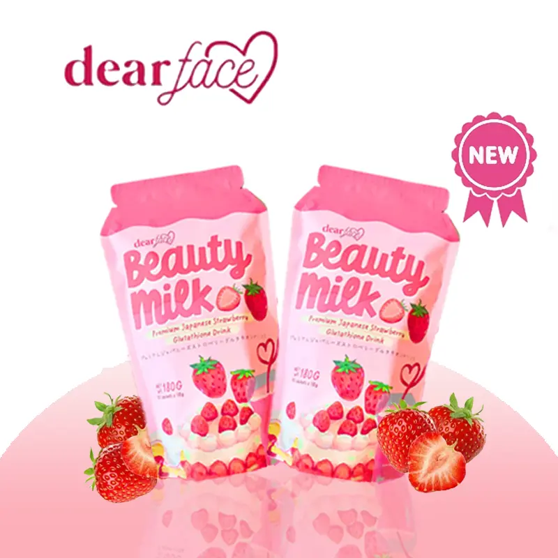 Dear Face Beauty Milk Strawberry Glutathione Whitening Collagen Drink for  Skin Health