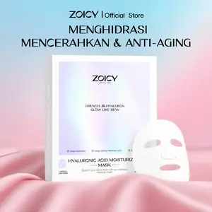 [2 Kotak Hanya 99RB] ZOICY Sheet Mask Hyaluronic Acid 5pcs 1 Box - Masker Wajah Mencerahkan Kulit | Whitening Essence Face Mask | Melembapkan | Mengencangkan | Menutrisi | Menenangkan | Anti-aging | Niacinamide | Salicylic Acid | Centella Purslane