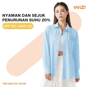 WiZi Jaket Olahraga Kemeja Anti UV UPF50+ Kardigan Longgar Wanita Baju Pelindung Matahari Ringan