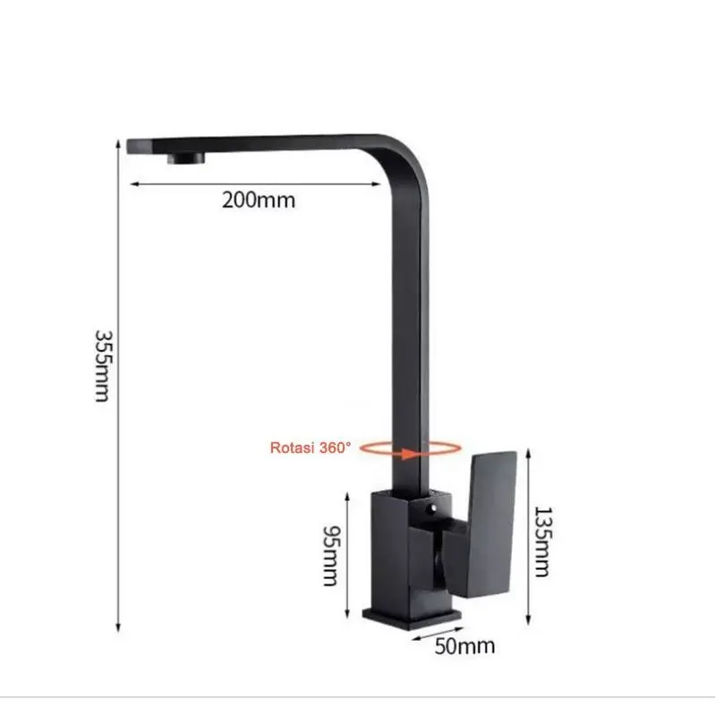 Kran Tembok Air Bak Mandi/Hitam Kran Angsa/Keran Wastafel Dapur/Kran Shower Kran Tembok Panjang 1