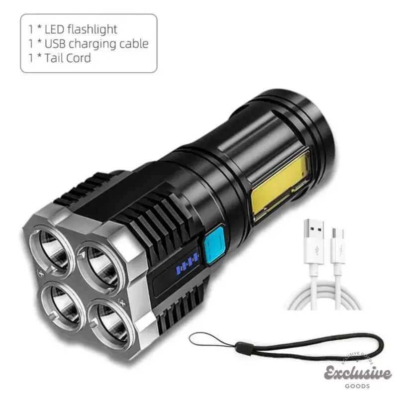 [XGoods] SENTER LED 4 MATA 48W + 20W SENTER CAS SENTER LED CHARGEABLE SUPER TERANG EMERGENCY LAMP Lampu Putih 5