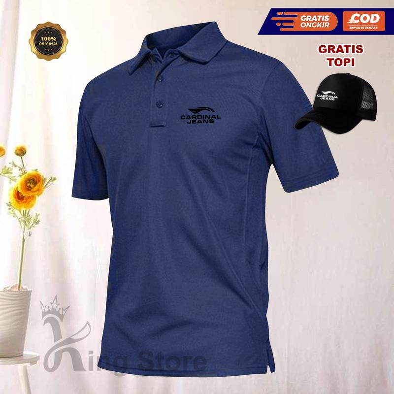GRATIS TOPI..!!! Kaos Polo Distro Lengan Pendek Cardin Jean Kiri Hitam | Tshirt Baju Kerah Pria Wanita Unisex | Baju Polo Distro Keren Pria & Wanita 1