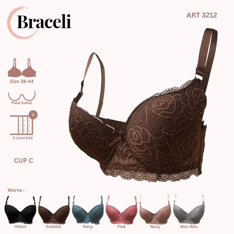 Dapat 3! Bra Kawat Jumbo Kait 3 Braceli Art 3212 | Cup C 0