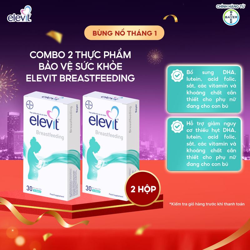 Combo 2 Elevit Breastfeeding Vitamin bổ sung cho phụ nữ sau sinh và cho con bú có DHA Omega3 Canxi và Các khoáng chất khác - Hộp 30 viên