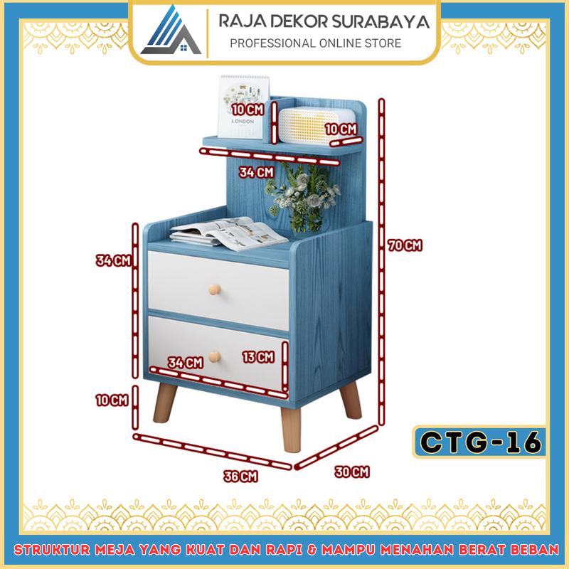 Product Introduction of RajaDekor - Bedside Table Meja Nakas Kayu Meja Penyimpanan Sisi Ranjang Tempat Tidur Tempat Penyimpanan Sisi Kasur Furniture Lemari Sisi Ranjang Bisa Cod Seluruh Indonesia 16