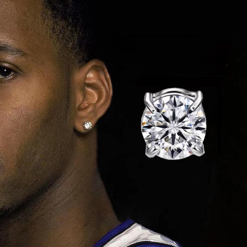 Product Introduction of Diamond earrings for men without pierced ears, super shiny single men's earrings, handsome magnetic zircon pierced earrings for boys 0