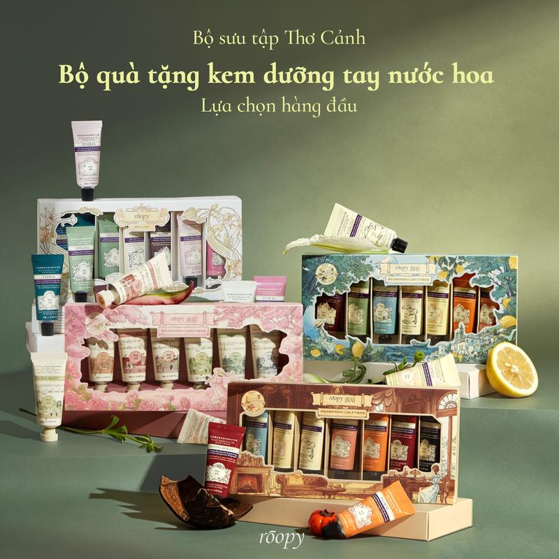 Roopy Bộ quà tặng kem dưỡng tay nước hoa 12g*7 nhiều mùi hương Nhẹ nhàng ẩm mượt Chạm là tan lựa chọn hàng đầu để tặng quà