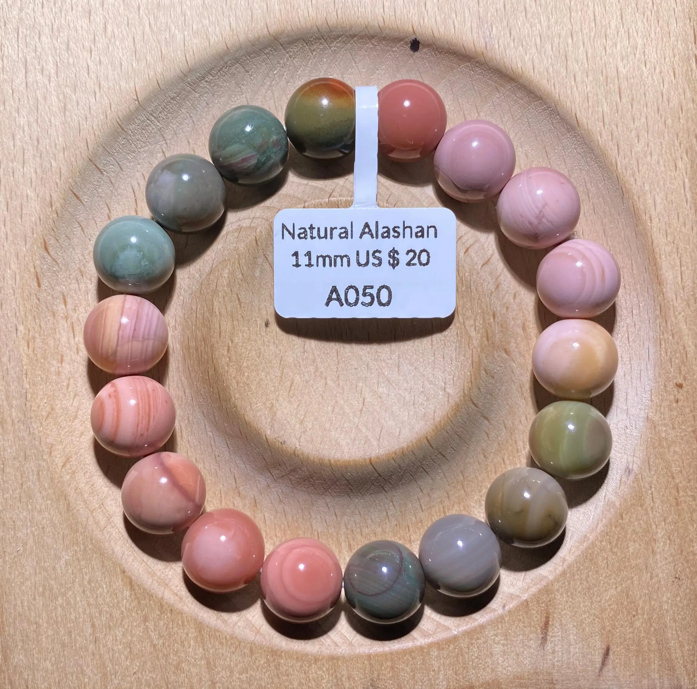 11mm - exquisite- Natural Alashan Agate - Colored Candy Colors - Round Beads - Handwork Bracelet