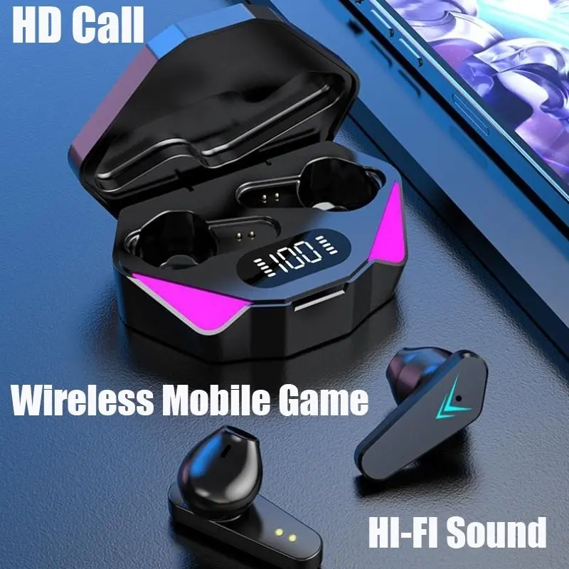 Skytime Gaming Earphone Bluetooth TWS T23 (X15) No Delay Low Latency Waterproof Battery Display RGB 3