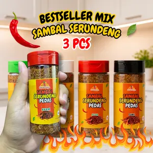 [3 PCS] Promo Hemat Sambal instant Serundeng Pedas Sambel Kering Kelapa Rasa Teri / Ayam / Cumi Tabur Instan Kriuk 60g Ladakelapa