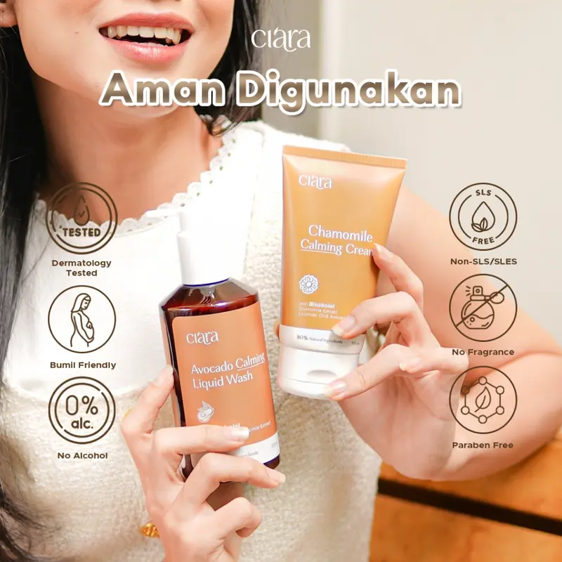 Ciara Avocado Calming Liquid Wash X Chamomile Calming Cream Melembutkan Kulit dan Kulit Gatal 5