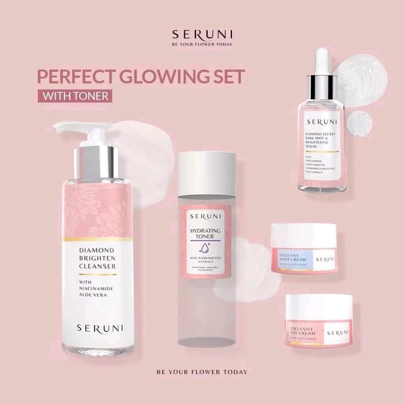 SERUNI SKINCARE PAKET LENGKAP PERFECT GLOWING SET / SKIN BARRIER SET SERUNI Mencerahkan Wajah Vitamin Facial Arbutin Extract Cleanser 1
