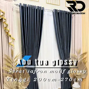 [ ABU TUA GLOSSY ] GORDEN MINIMALIS 5-6-9-12 SAMPAI 18 GELOMBANG  ELEGAN JENDELA, PINTU, MODEL SMOKRING POLOS MOTOIF EMBOS TIMBUL GORDEN MEWAH 2025 Bunga Curtain