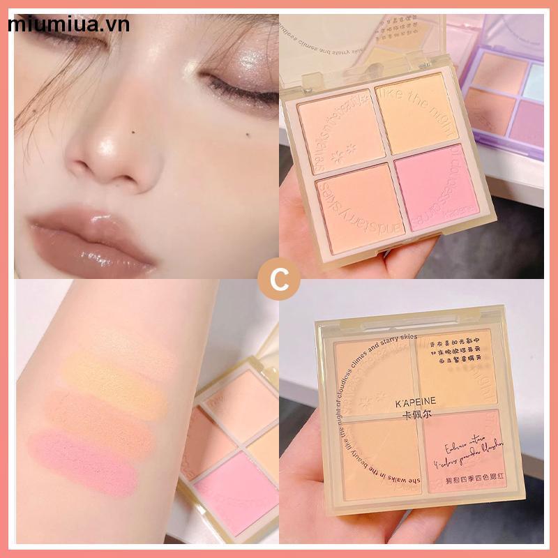 Bảng má hồng 4 ô Xixi Phấn Má Hồng Màu Đào Trắng Đào Tạo Khối Làm Sáng Khuôn Mặt Xixi